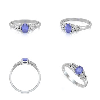 Bague Tanzanite et diamants sur Argent 925 2.934grs