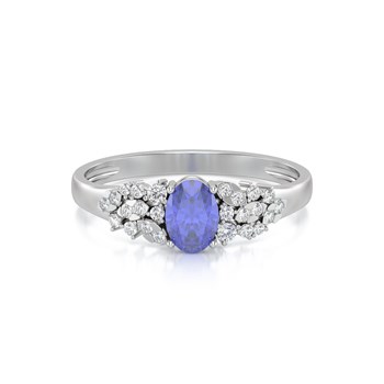 Bague Tanzanite et diamants sur Argent 925 2.934grs