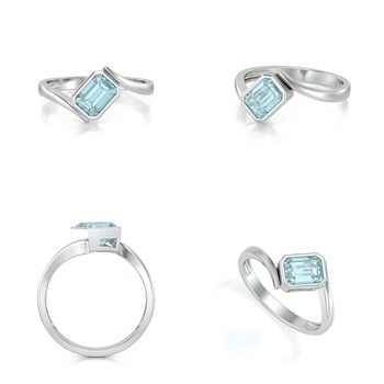 Bague Aigue-Marine sur Argent 925 2.26grs