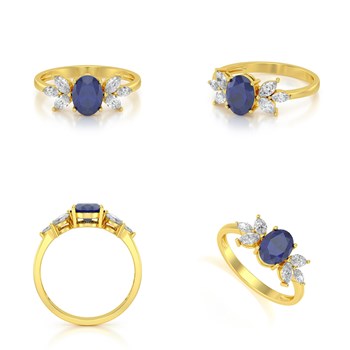 Bague ADEN Or 585 Jaune Saphir et diamants 1.938grs