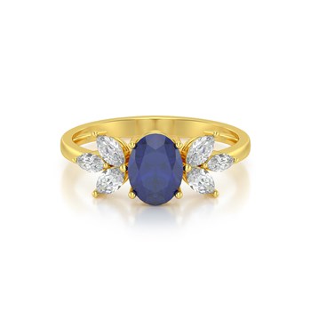 Bague ADEN Or 585 Jaune Saphir et diamants 1.938grs