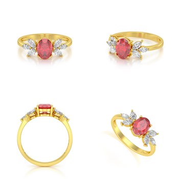 Bague ADEN Or 585 Jaune Rubis et diamants 1.938grs