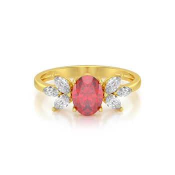 Bague ADEN Or 585 Jaune Rubis et diamants 1.938grs