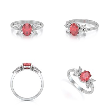 Bague ADEN Or 585 Blanc Rubis et diamants 1.938grs
