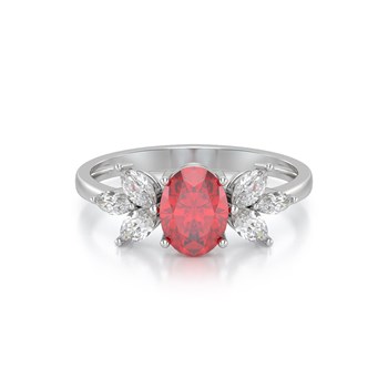 Bague ADEN Or 585 Blanc Rubis et diamants 1.938grs
