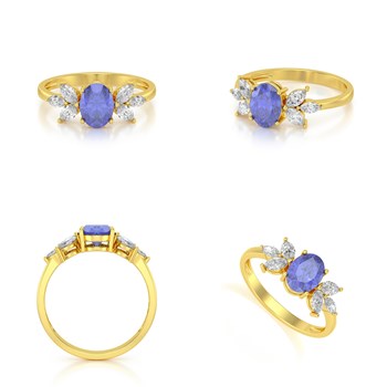 Bague ADEN Or 585 Jaune Tanzanite et diamants 1.938grs