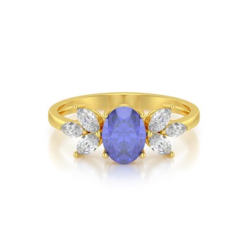 Bague ADEN Or 585 Jaune Tanzanite et diamants 1.938grs
