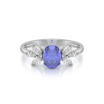 Bague ADEN Or 585 Blanc Tanzanite et diamants 1.938grs