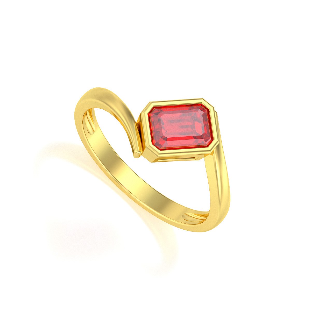 Bague ADEN Or 585 Jaune Rubis 2.26grs