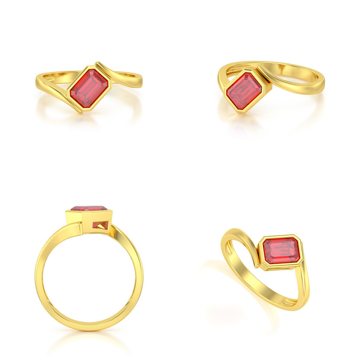 Bague ADEN Or 585 Jaune Rubis 2.26grs - vue 2