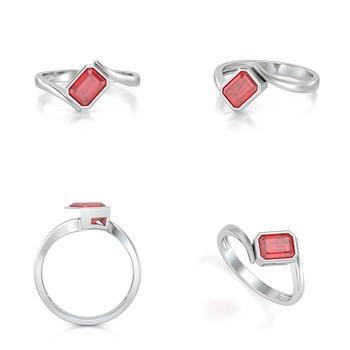 Bague ADEN Or 585 Blanc Rubis 2.26grs