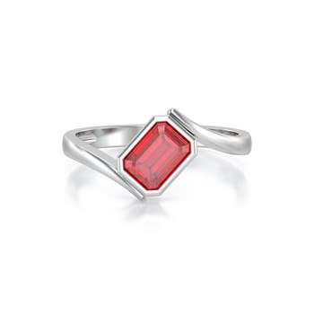 Bague ADEN Or 585 Blanc Rubis 2.26grs