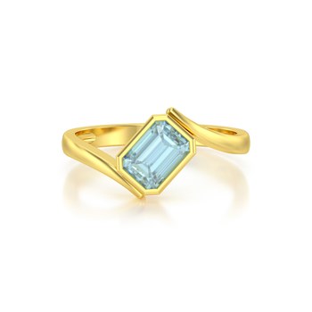 Bague ADEN Or 585 Jaune Aigue-Marine 2.26grs