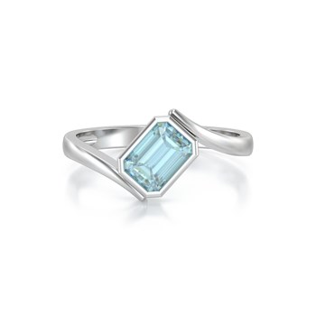 Bague ADEN Or 585 Blanc Aigue-Marine 2.26grs