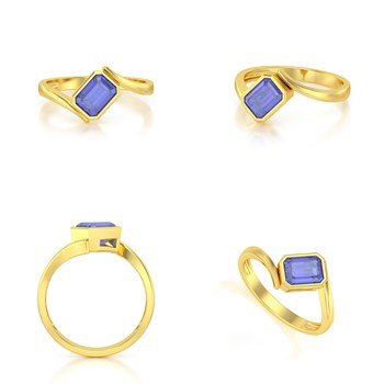 Bague ADEN Or 585 Jaune Tanzanite 2.26grs