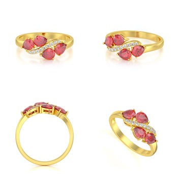 Bague ADEN Or 585 Jaune Rubis et diamants 2.414grs