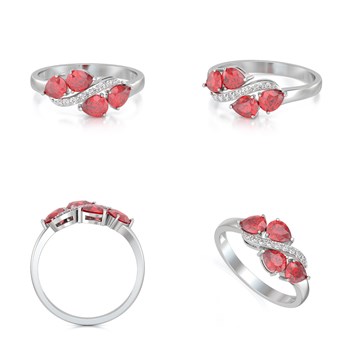 Bague ADEN ADEN Or 585 585 Blanc Rubis et diamants 2.414grs