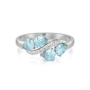 Bague ADEN Or 585 Blanc Aigue-Marine et diamants 2.414grs
