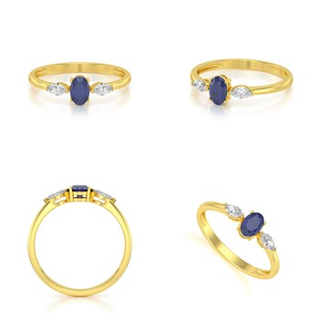 Bague ADEN Or 585 Jaune Saphir et diamants 1.604grs