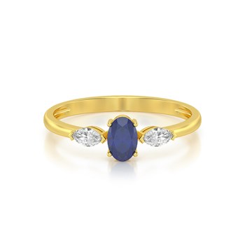 Bague ADEN Or 585 Jaune Saphir et diamants 1.604grs