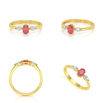 Bague ADEN Or 585 Jaune Rubis et diamants 1.604grs
