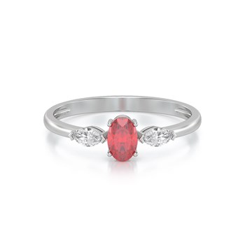 Bague ADEN Or 585 Blanc Rubis et diamants 1.604grs
