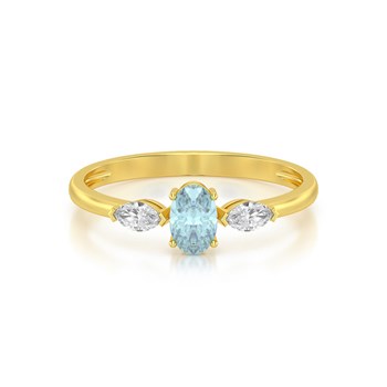 Bague ADEN Or 585 Jaune Aigue-Marine et diamants 1.604grs