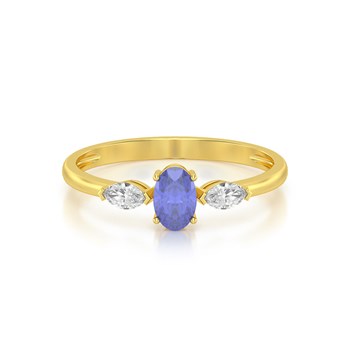 Bague ADEN Or 585 Jaune Tanzanite et diamants 1.604grs