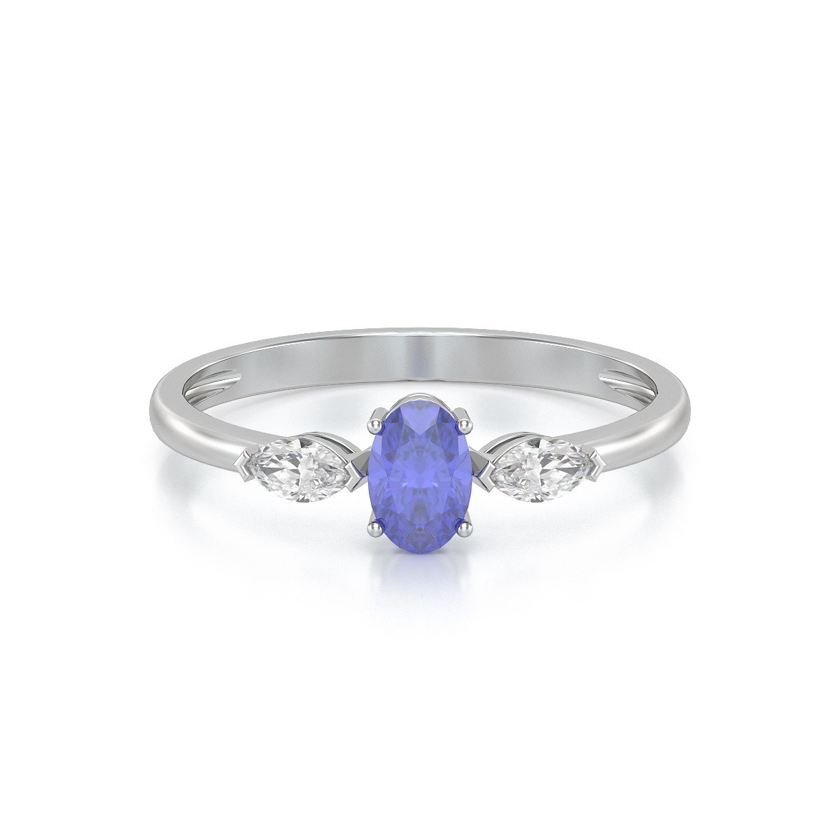 Bague ADEN Or 585 Blanc Tanzanite et diamants 1.604grs - vue 3