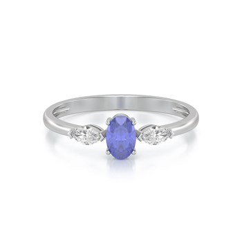 Bague ADEN Or 585 Blanc Tanzanite et diamants 1.604grs