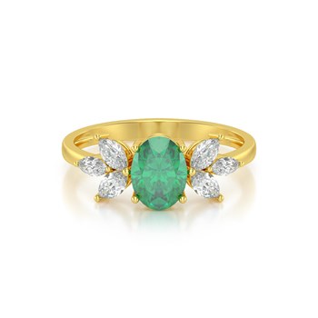 Bague ADEN Or 585 Jaune Emeraude et diamants 1.938grs