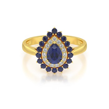 Bague ADEN Or 585 Jaune Saphir et diamants 3.15grs