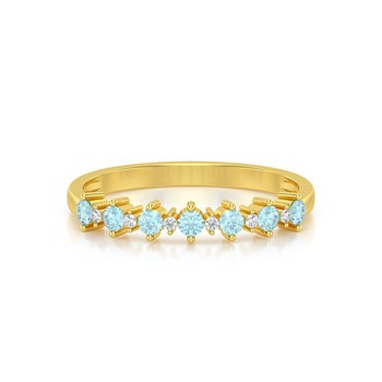 Bague ADEN Or 585 Jaune Aigue-Marine et diamants 1.7grs