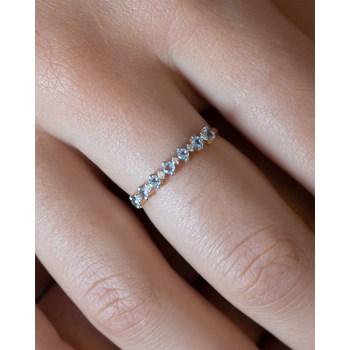 Bague ADEN Or 585 Jaune Aigue-Marine et diamants 1.7grs