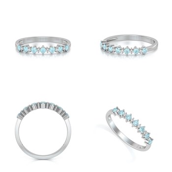 Bague ADEN Or 585 Blanc Aigue-Marine et diamants 1.7grs