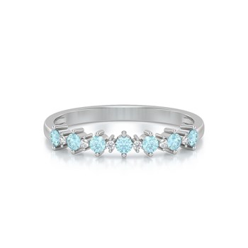 Bague ADEN Or 585 Blanc Aigue-Marine et diamants 1.7grs