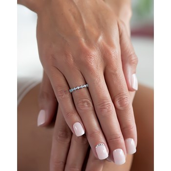 Bague ADEN Or 585 Blanc Aigue-Marine et diamants 1.7grs