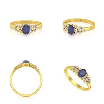 Bague ADEN Or 585 Jaune Saphir et diamants 2.934grs