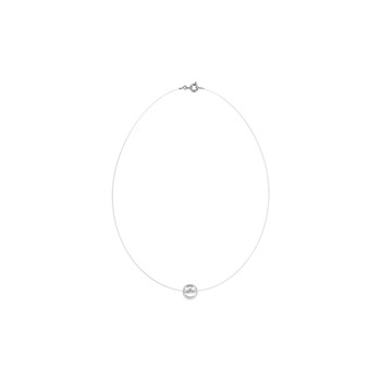 Collier fil nylon - Perle blanche - 10mm