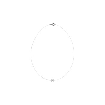Collier Fil nylon - Perle blanche - 8mm