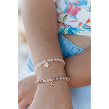 Rozenkwarts Chakra Anahata Armband 925 Zilver Verguld