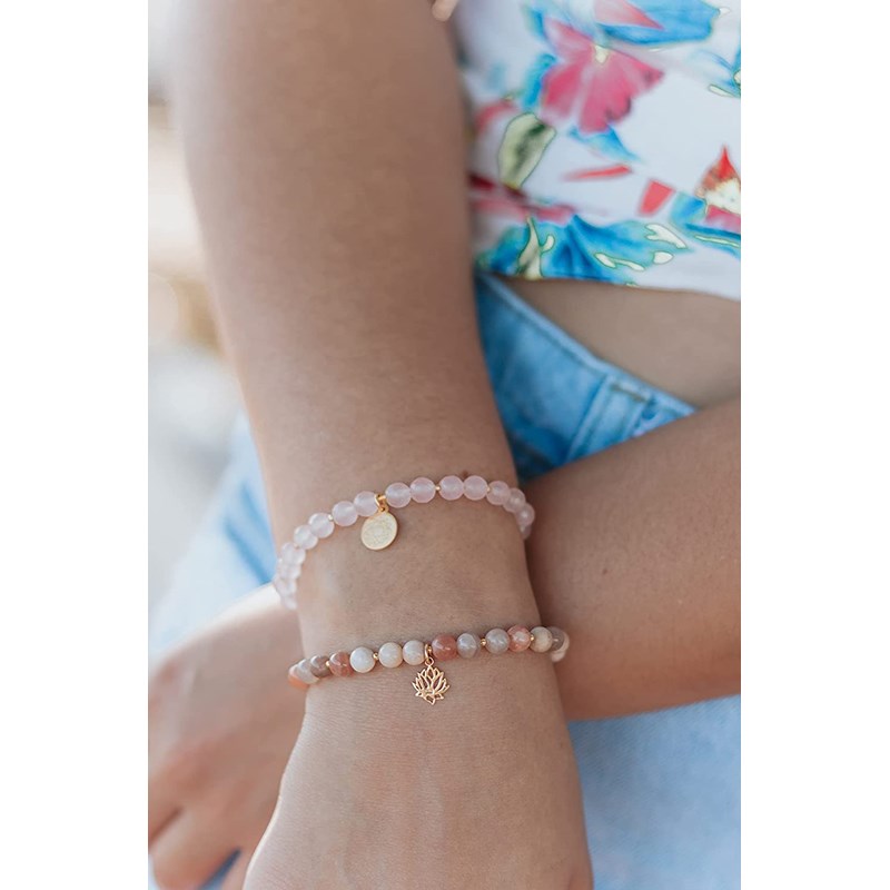 Bracelet Quartz Rose Chakra Anahata Argent 925 Doré - vue 3