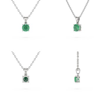 Collier Pendentif Emeraude en Argent 925 - Cadeau Saint Valentin Élégant | Aden