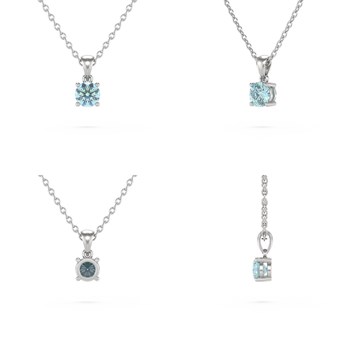 Collier Pendentif Aigue-Marine en Argent 925 - Cadeau Saint Valentin Doux | Aden