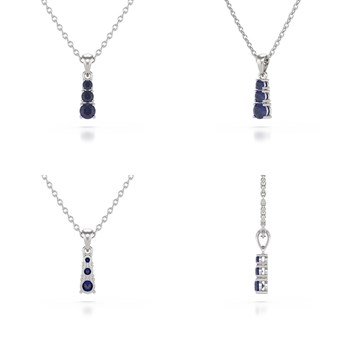 Collier Pendentif Saphir avec Chaîne en Argent 925 - 0.45gr | Aden Boutique