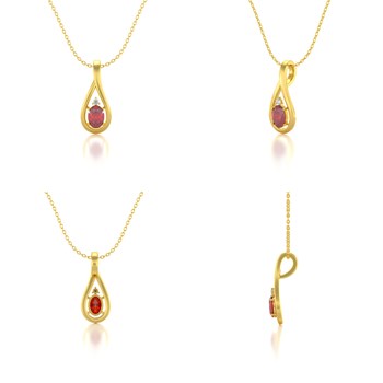 Collier Or Jaune Pendentif Rubis & Diamant - Cadeau Élégant Fiançailles | Aden