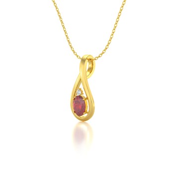 Collier Or Jaune Pendentif Rubis & Diamant - Cadeau Élégant Fiançailles | Aden