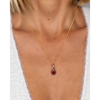 Collier Or Jaune Pendentif Rubis & Diamant - Cadeau Élégant Fiançailles | Aden