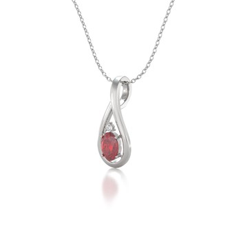 Collier Pendentif ADEN Or 585 Blanc Rubis et Diamant Chaine Or 585 incluse 1.85grs