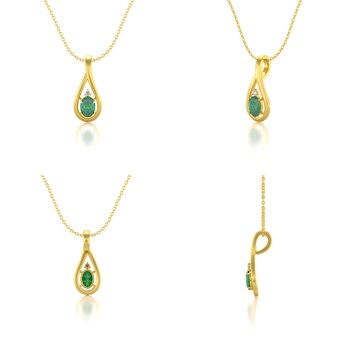 Collier Or Jaune Pendentif Emeraude & Diamant - Fiançailles Enchanteur | Aden